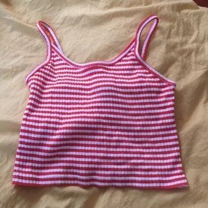 Red and white top shop stripe crop top tank top